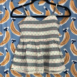 Hayden Girls - Striped Top with Pom Pom Trim